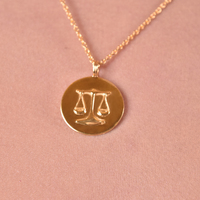 She Is Libra Artisan 24K Gold Zodiac Pendant Necklace image