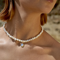 Anemone Moonstone Pendant Pearl Necklace image