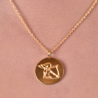 She Is Sagittarius Artisan 24K Gold Zodiac Pendant Necklace image