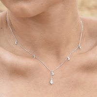 Brita Dainty Teardrop Diamante Necklace (Silver) image