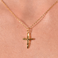 Faith Textured Cross Pendant Necklace (Gold) image