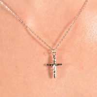 Faith Textured Cross Pendant Necklace (Silver) image