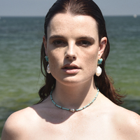 Micki Facet Turquoise Pearl Pendant Necklace / Choker image