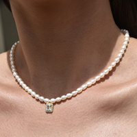 Alaire Austrian Zircon Freshwater Pearl Necklace (Gold) image