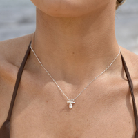 Bjarne Zircon Toggle Pendant Necklace (Silver)