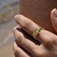 Coral Art Deco Open Ring (Gold Vermeil) image