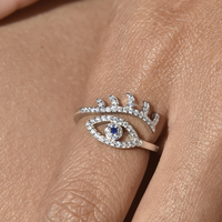 Una Artisan Evil Eye Open Ring (Silver) image