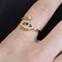 Adiva Artisan Evil Eye Wrap Open Ring (Gold) image