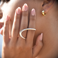 Solana Art Deco Finger Lock Open Ring (Silver) image