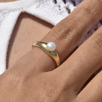 Adalene Simplicity Pearl Open Ring (Gold) image