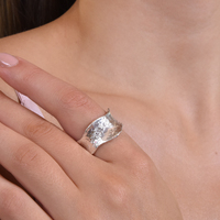 Gwenore Textured Silver Open Ring image