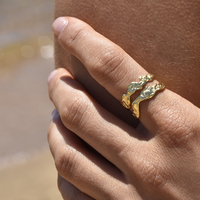 Hendrix Sculpture Twin Line Open Ring (Gold) image