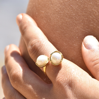 Eleodoro 24K Twin Pearl Open Ring (Gold Filled) image