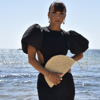 Vana Natural Hand Woven Straw Bag (White)