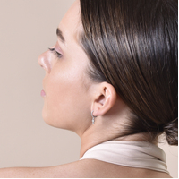 Adina Beaded Dainty Cross Drop Earrings (Silver)