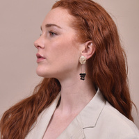 Elyn Black and Gold Earrings  (for non-pierced ears)