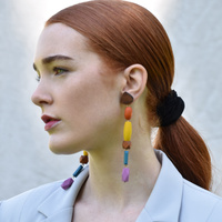 Calinn Colourful Wooden Drop Earrings (my ears are pierced)