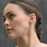 Arcelia Diamante Padlock Stud Earrings (Silver)