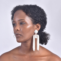 Estee Long Tassel Beads Earrings (for pierced ears)