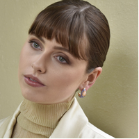 Lafayette Enamel Croissant C Hoop Earrings (Taro)