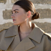 Stellar Drape Diamante Tassel Earrings (Silver) 