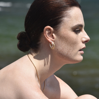 Avery Artsy Textured Hoop Earrings (Gold)