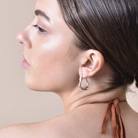 Nomad Fluid Sculpture Hoop Earrings (Silver)
