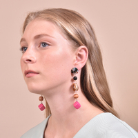 Allyriane Fuchsia Drops Statement Earrings (for pierced ears)
