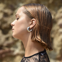 Lowen Chunky C Hoop Earrings (Silver)