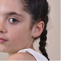 Clarity Dainty Evil Eye Stud Earrings (Silver)