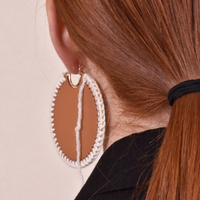 Emiri Luxury Leather Stitched Earrings (Brown)