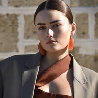 Raya Bold Arc Resin Drop Earrings (Sunset Peach)