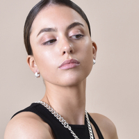 Olli Textured Sculpture Huggie Earrings (Silver)