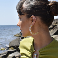 Blush Rose Quartz Hoop Earrings
