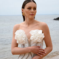 Jolean Sculptured Flower Statement Earrings (Gold)