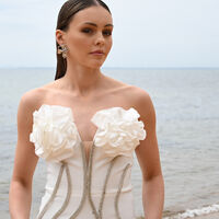 Jolean Sculptured Flower Statement Earrings (Silver)