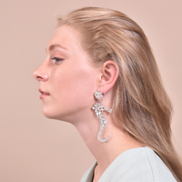 Lexi Seahorse Rhinestone Drop Earrings (my ears are pierced)
