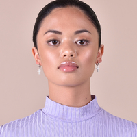 Halo Silver Cross Drop Earrings