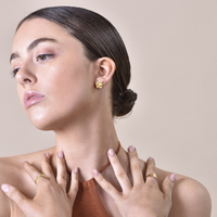 Imani Solid Sculpture Stud Earrings (Gold)