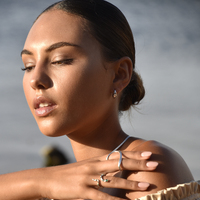 Adalyn Star-engraved Chunky Hoop Earrings (Silver)