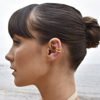 Ivor Ear Contour Textured Twin Line Cuff Earring (Single Piece)