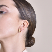 Adelyn Art Deco Textured  Huggie Earrings (Gold Vermeil)