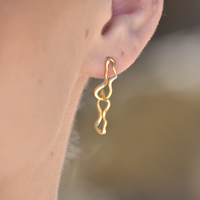 Gisela Twin Sculpture Line Drop Earrings (Gold Vermeil)