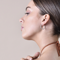 Veronique French Twisted Hoop Earrings (Silver)