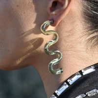 Darya Artsy Wave Earrings (Green)