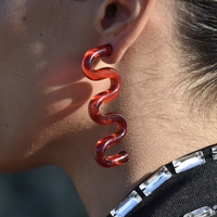 Darya Artsy Wave Earrings (Red)