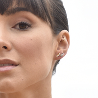 Aliz Zircon Arch Stud Earrings (Silver)