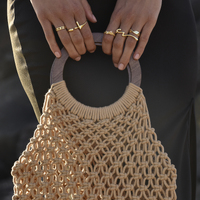 Elowen Natural Woven Netting Bag (Tan)
