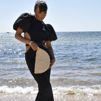 Vana Natural Hand Woven Straw Bag (White)