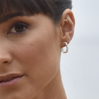 Aisling Beaded C Hoop Earrings (Silver)